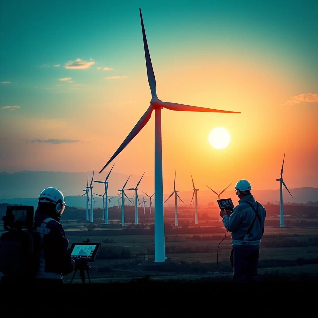 Sunset and Wind Turbine